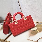 Okify Dior Medium Lady D-Joy Bag Red Cannage Lambskin - 5