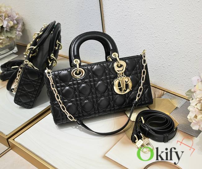 Okify Dior Medium Lady D-Joy Bag Black Cannage Lambskin - 1