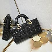 Okify Dior Medium Lady D-Joy Bag Black Cannage Lambskin - 3