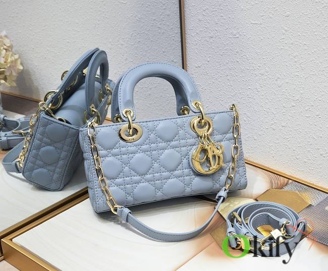 Okify Dior Small Lady D-Joy Bag Blue Cannage Lambskin - 1