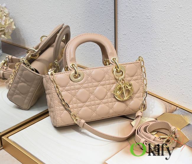 Okify Dior Small Lady D-Joy Bag Pink Cannage Lambskin - 1
