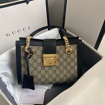 Okify Gucci Padlock Small GG Supreme Canvas With Black Leather 
