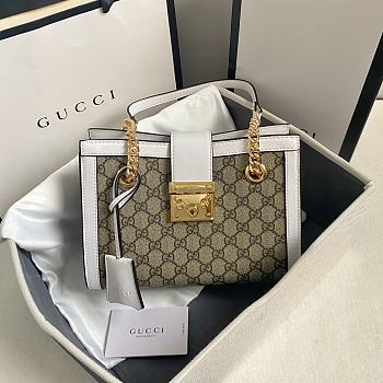 Okify Gucci Padlock Small GG Supreme Canvas With White Leather 