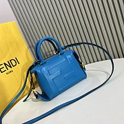 Okify Fendi FF Cube Blue Nappa Leather Mini Bag - 4