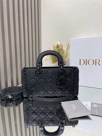 Okify Dior Medium Lady D-Joy Bag Ultramatte Black Cannage Calfskin