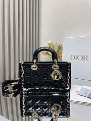 Okify Dior Medium Lady D-Joy Bag Black Patent Cannage Calfskin - 1
