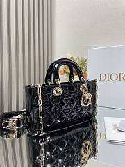 Okify Dior Medium Lady D-Joy Bag Black Patent Cannage Calfskin - 6