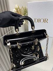 Okify Dior Medium Lady D-Joy Bag Black Patent Cannage Calfskin - 3