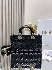 Okify Dior Medium Lady D-Joy Bag Black Patent Cannage Calfskin - 2