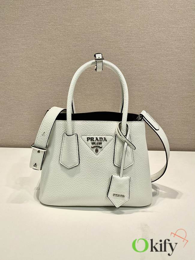 Okify Prada Double Leather Mini Bag White 1BG443 - 1