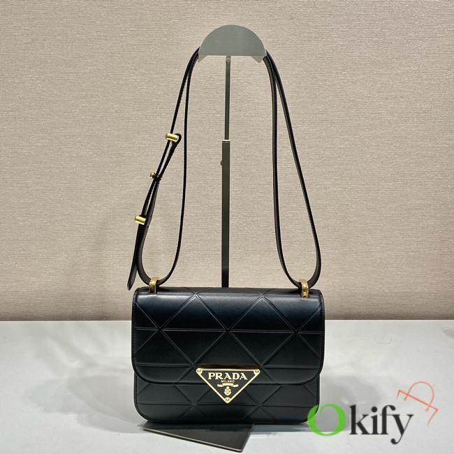 Okify Prada Small Triangle Quilted Shoulder Bag Black Leather - 1
