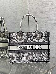 Okify Dior Medium Book Tote White and Black Toile de Jouy Soleil Embroidery - 1