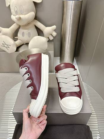 Okify Rick Owens Red Jumbo Lace Padded Low Sneakers