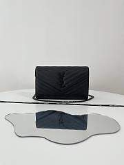 Okify YSL Classic Cassandre Chain Wallet In Grain De Poudre Leather Black Color Black Hardware - 6