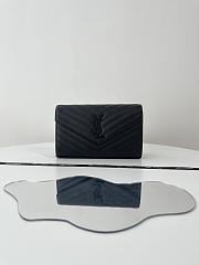 Okify YSL Classic Cassandre Chain Wallet In Grain De Poudre Leather Black Color Black Hardware - 4