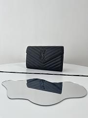 Okify YSL Classic Cassandre Chain Wallet In Grain De Poudre Leather Black Color Black Hardware - 3