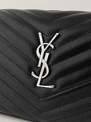 Okify YSL Classic Cassandre Chain Wallet In Grain De Poudre Leather Black Color Silver Hardware - 6
