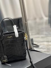Okify YSL Mini Toy Shopping In Crocodile-Embossed Leather Black - 6