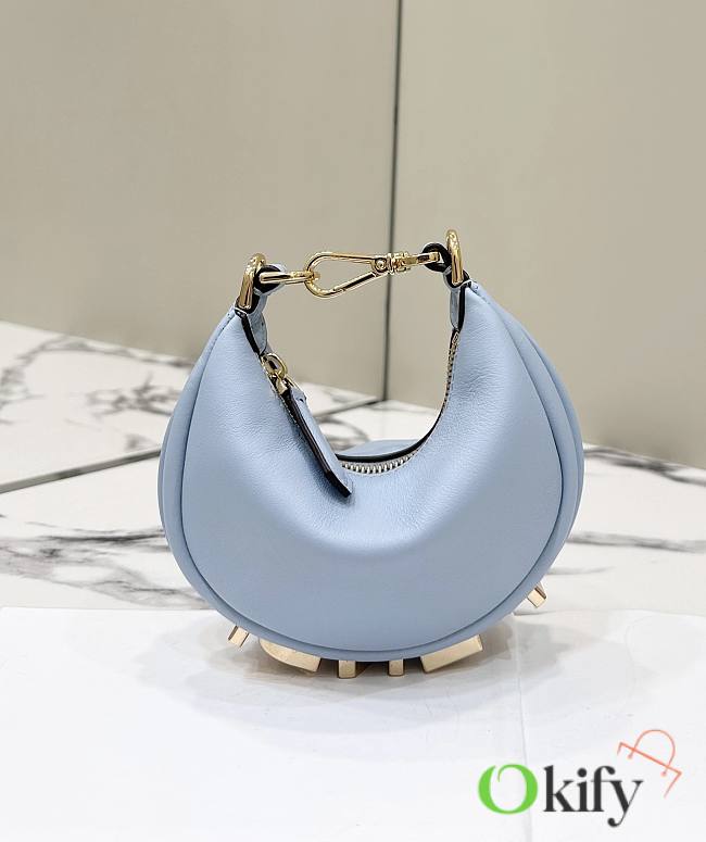 Okify Fendigraphy Mini Light Blue Leather Bag - 1