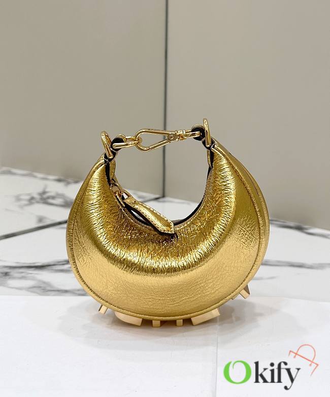 Okify Fendigraphy Mini Gold Leather Bag - 1