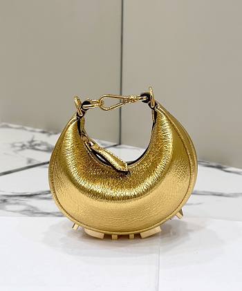 Okify Fendigraphy Mini Gold Leather Bag
