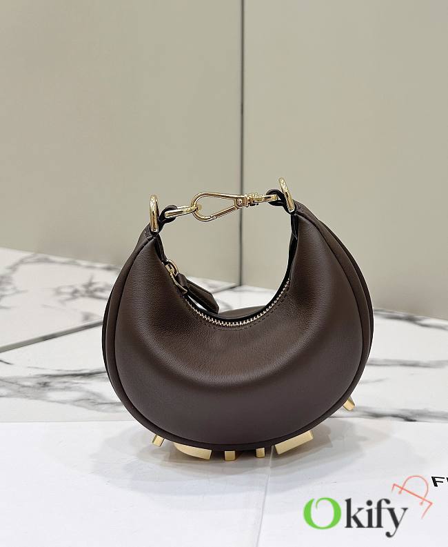 Okify Fendigraphy Mini Brown Leather Bag - 1