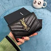 Okify YSL Cassandre Matelassé Small Envelope Wallet In Grain De Poudre Embossed Leather Black/ Gold - 1