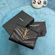 Okify YSL Cassandre Matelassé Small Envelope Wallet In Grain De Poudre Embossed Leather Black/ Gold - 5