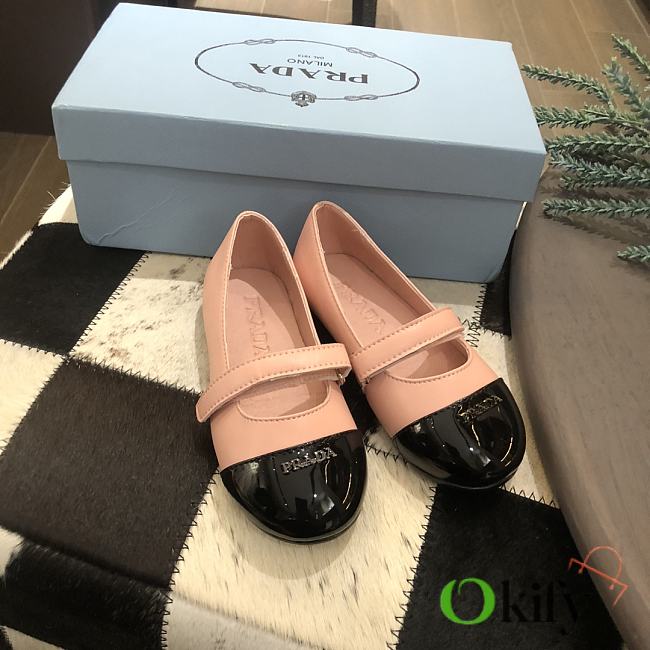 Okify Prada Flat Shoes Pink Patent Kid's Shoes - 1