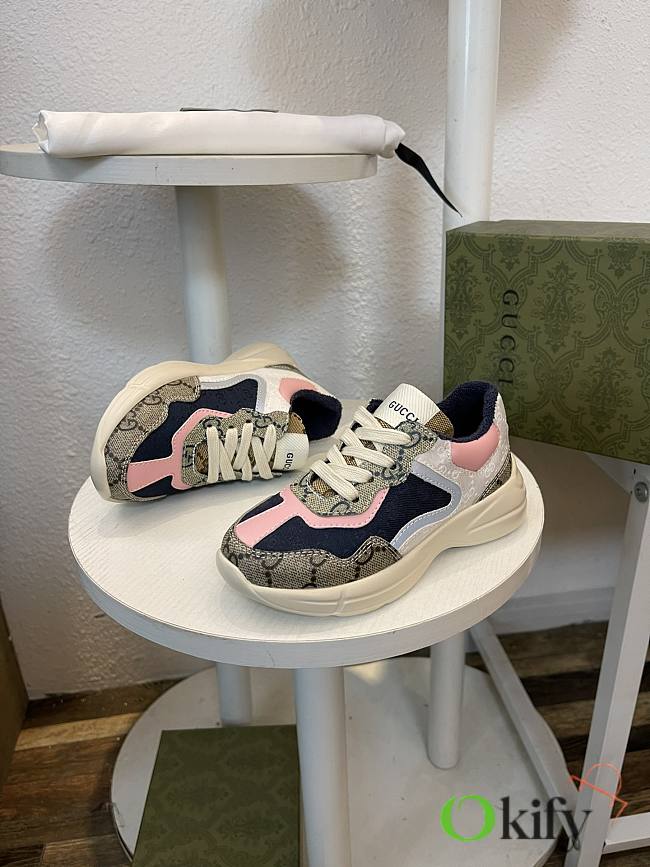 Okify Gucci GG Rhyton Kid's Sneaker Pink/ Blue - 1