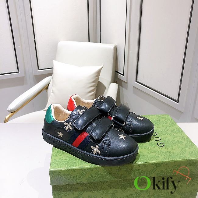 Okify Gucci Kid's Bee Star Print Sneakers Black - 1