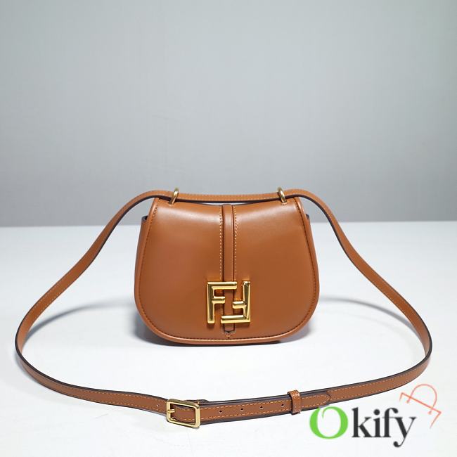Okify Fendi C’mon Mini Brown Leather Bag 21cm - 1