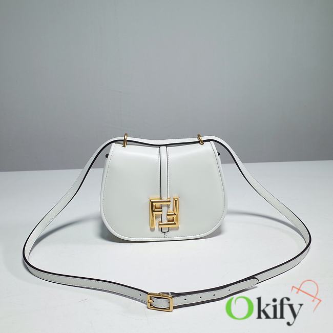 Okify Fendi C’mon Mini White Leather Bag 21cm - 1