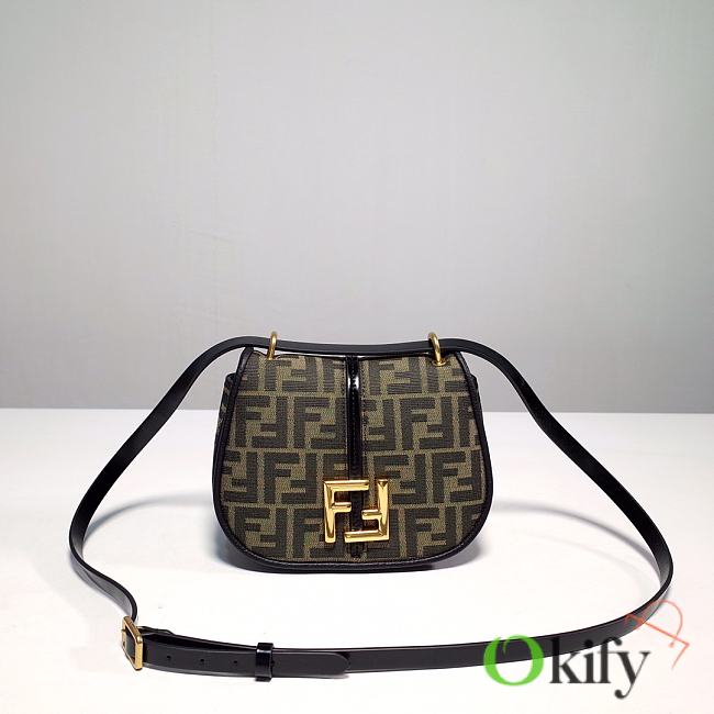 Okify Fendi C’mon Mini Brown FF Jacquard Fabric And Leather Bag 21cm - 1