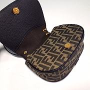 Okify Fendi C’mon Mini Brown FF Jacquard Fabric And Leather Bag 21cm - 4