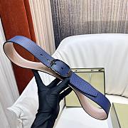 Okify Tomford Grain Leather Oval Belt 40mm Blue/ Black - 1