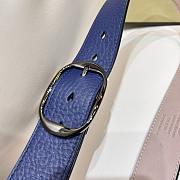 Okify Tomford Grain Leather Oval Belt 40mm Blue/ Black - 6