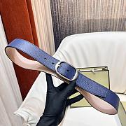 Okify Tomford Grain Leather Oval Belt 40mm Blue/ Silver - 6