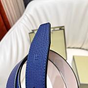 Okify Tomford Grain Leather Oval Belt 40mm Blue/ Silver - 4