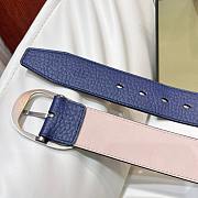 Okify Tomford Grain Leather Oval Belt 40mm Blue/ Silver - 2