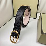 Okify Tomford Grain Leather Oval Belt 40mm Black/ Gold - 4