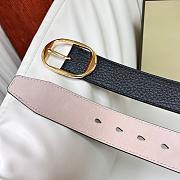 Okify Tomford Grain Leather Oval Belt 40mm Black/ Gold - 3