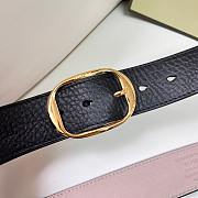Okify Tomford Grain Leather Oval Belt 40mm Black/ Gold - 2