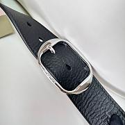 Okify Tomford Grain Leather Oval Belt 40mm Black/ Silver - 5
