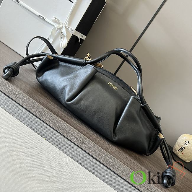 Okify Loewe Small Paseo Bag In Shiny Nappa Calfskin Black 35cm - 1