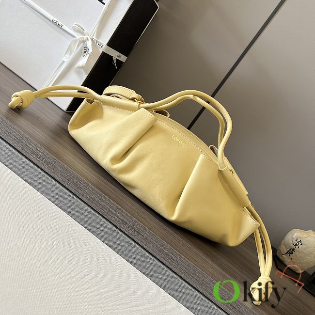 Okify Loewe Small Paseo Bag In Shiny Nappa Calfskin Dark Butter 35cm - 1