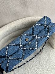 Okify CC 22 Handbag Stitched Denim Silver Metal Blue 42cm - 2