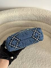Okify CC 22 Mini Handbag Stitched Denim Silver Metal Blue 20cm - 5