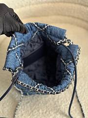 Okify CC 22 Mini Handbag Stitched Denim Silver Metal Blue 20cm - 6