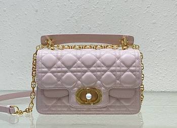 Okify Small Dior Jolie Top Handle Bag Pink Cannage Calfskin